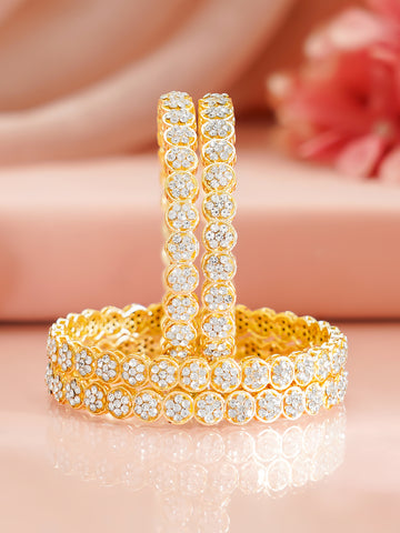 Rose Gold CZ American Diamond Openable Bangles Vol. 2 - View 4