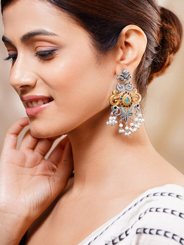 Temple Antique Gold Lakshmi Jhumka Earrings Vol. 3 - View 2